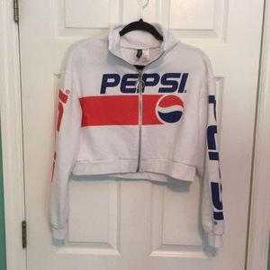 White cropped zip up with Pepsi graphic